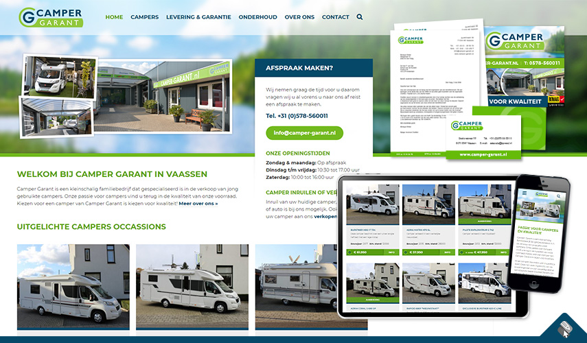 Freelance grafisch ontwerper en webdesigner voor camperbedrijf in Gelderland